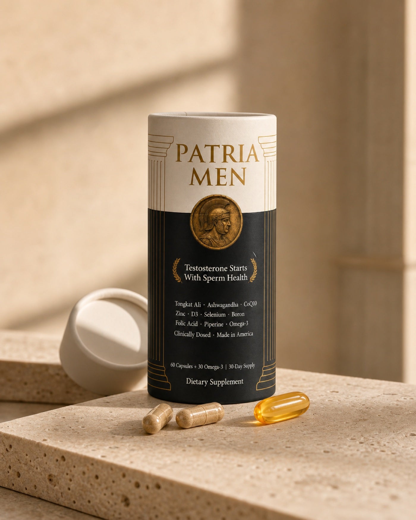 Two capsules and one omega-3 softgel